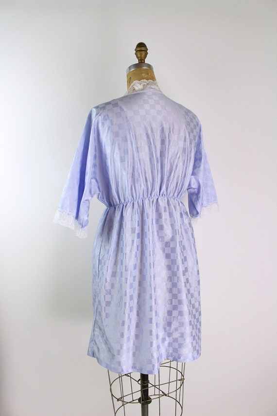 80s Nightgown checkered print Mini Robe/ Wedding … - image 4