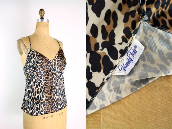 70s Vanity fair Leopard Camisole / 80s Lingerie /… - image 1