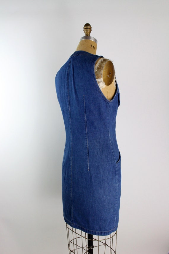 80s Ann Taylor Fitted Jean Dress/ Pinafore Dress … - image 7