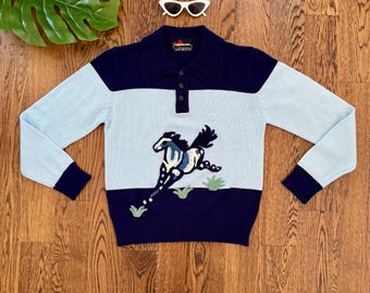 70s Youngbloods Horse Sweater / Acrylic/ Size  S/M