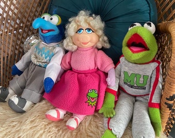 80s Muppet Vintage Muppet University/ Jim Henson Muppet / Retro Direct Connect Kermit the Frog / Miss Piggy / Gonzo / Muppet plush /Set of 3