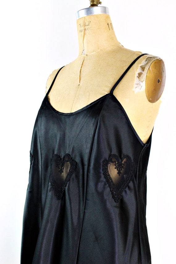 80s Black Heart Mini Slip Dress / Hearts cut out … - image 7