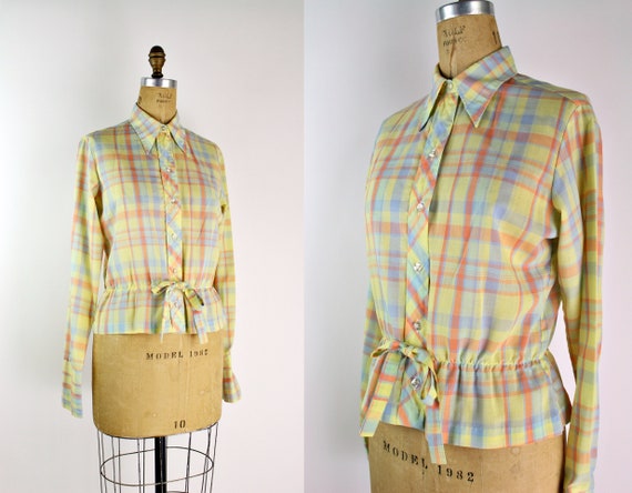 70s Plaid Wrangler Shirt / 1970s Western Shirt / … - image 1