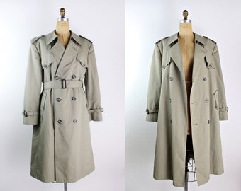 70s Christian Dior Monsieur Double Breasted Wool Lined Trench coat 42S / Dior Men's Trench Coat / Classic Coat / Taupe trench coat