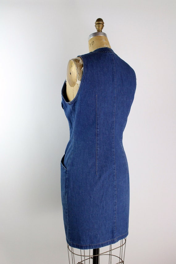 80s Ann Taylor Fitted Jean Dress/ Pinafore Dress … - image 5