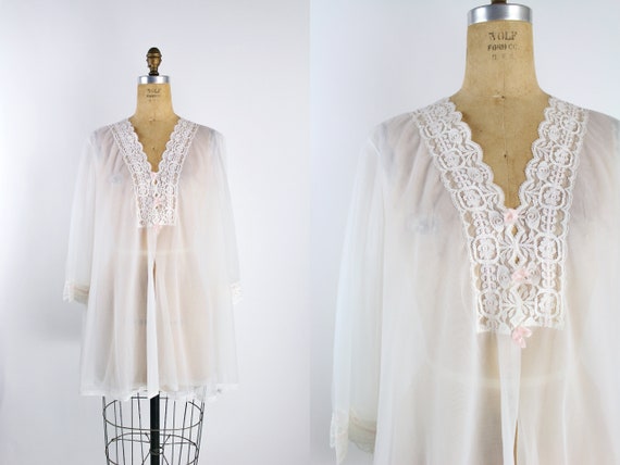 60s Nightgown White Lace Mini Robe/ Wedding Lingerie/ Boudoir | Etsy