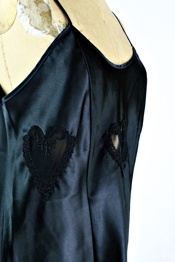 80s Black Heart Mini Slip Dress / Hearts cut out … - image 6