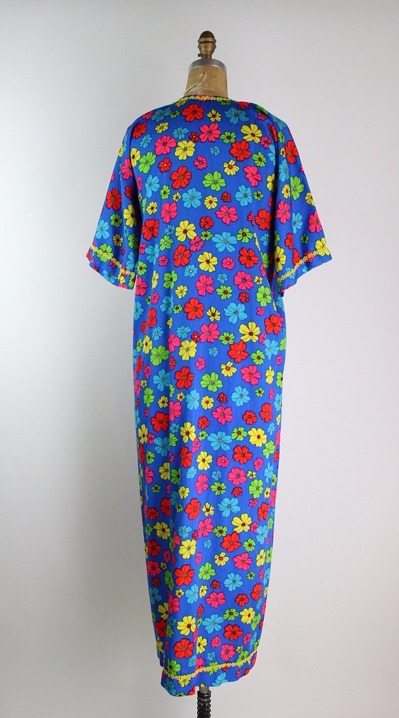 60s FlowerPower Maxi dress / Front Zipper Dress / Colorful Dress / 1960s / Size S/M image 6