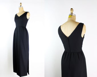 50s Wiggle Black maxi dress / 1950s Dress / Party Dress / Size XS/S