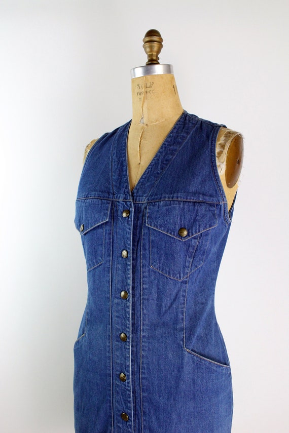 80s Ann Taylor Fitted Jean Dress/ Pinafore Dress … - image 6