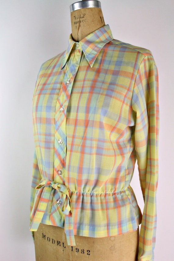 70s Plaid Wrangler Shirt / 1970s Western Shirt / … - image 5