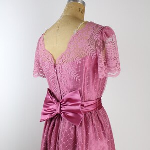70s Pink Lace Cocktail Dress / Pink Satin / Wedding Guest / Bridemaids / 1970s Dress / Party Dress / Prom/ Size S/M image 7