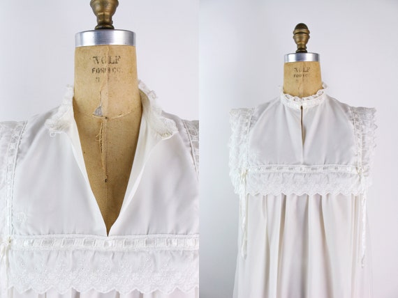 70s Christian Dior White Summer Slip Dress / Summ… - image 3