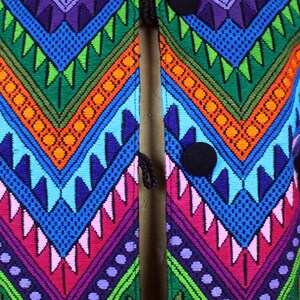 Vintage Guatemalan Jacket / Oversized Coat / Rainbow / Embroidered Jacket / Bohemian / Chevron Coat/ Ethnic Jacket / Size L image 3