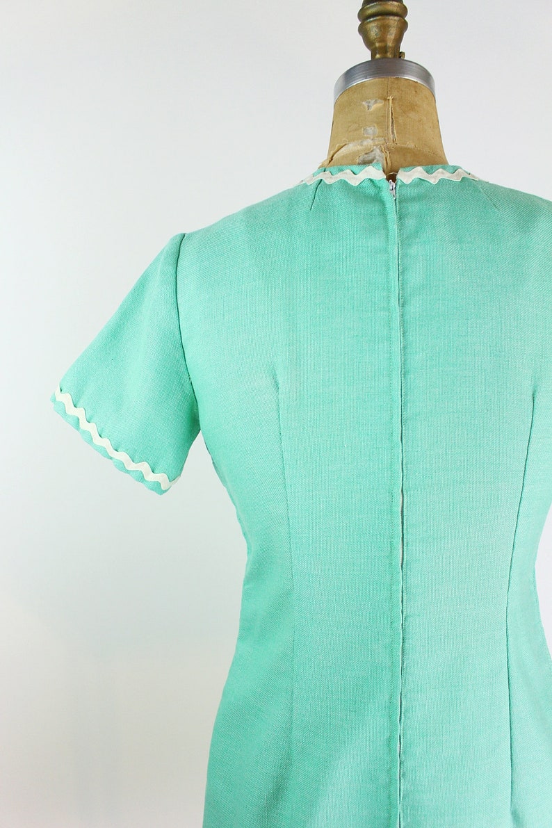 60s Mint Green Mod Mini Dress / Size S/M image 6