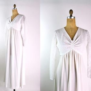 70s Boho Wedding Dress / Vintage Wedding Dress / 1970s / Bohemian Wedding/ Long Sleeves Wedding Dress/ Size S/M