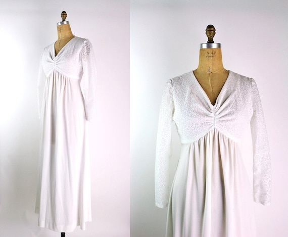 70s Boho Wedding Dress / Vintage Wedding Dress / … - image 1