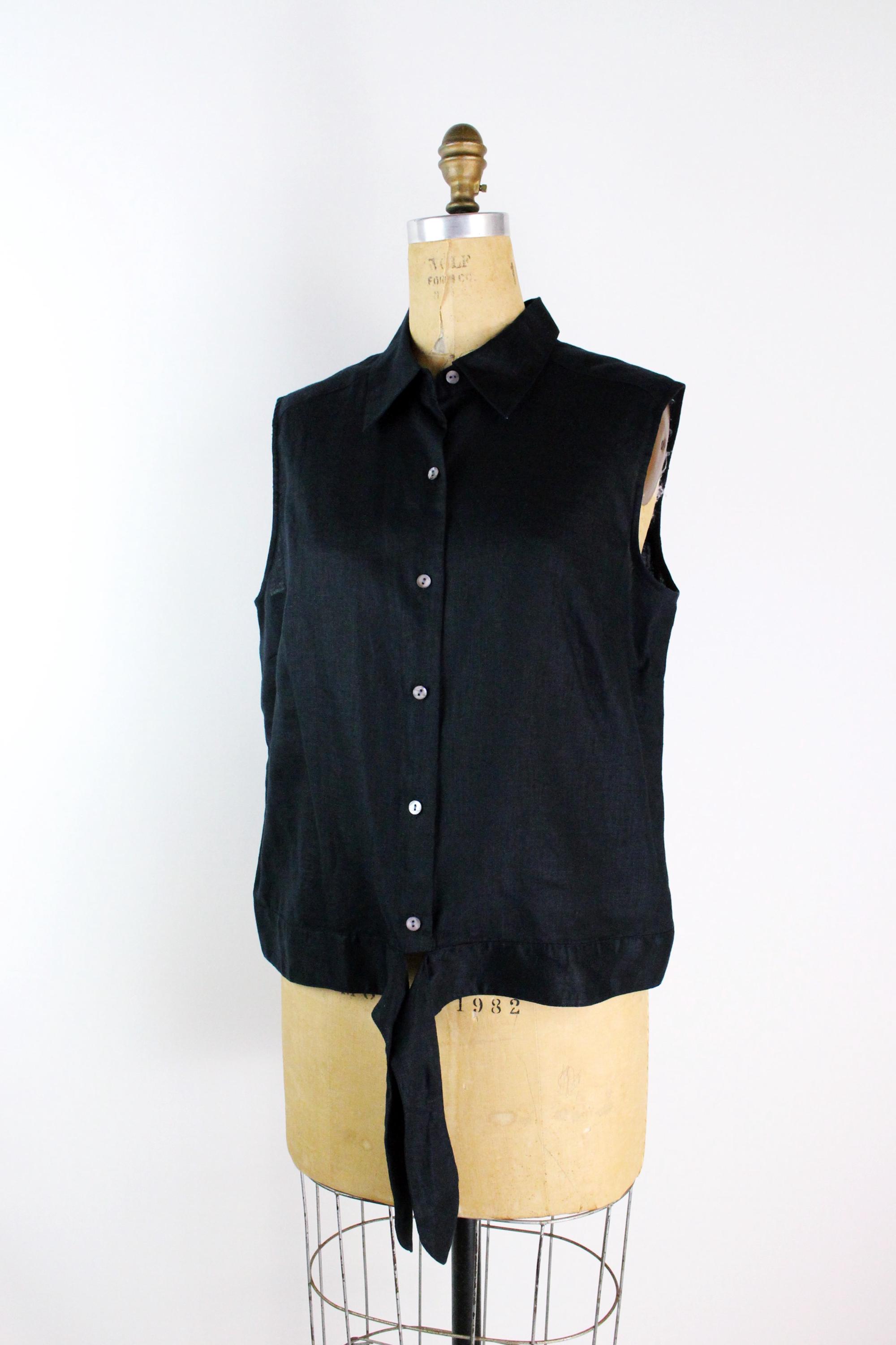 トップス 90's BLACK Linen Western Shirt Nashville Black Linen Western Shirt: Made to Order