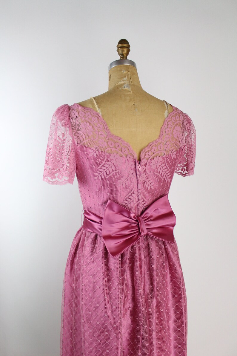 70s Pink Lace Cocktail Dress / Pink Satin / Wedding Guest / Bridemaids / 1970s Dress / Party Dress / Prom/ Size S/M image 10