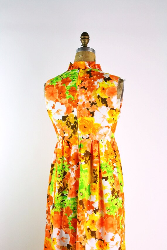 60s Floral Orange Yellow Dress / Hawaiian Dress /… - image 4