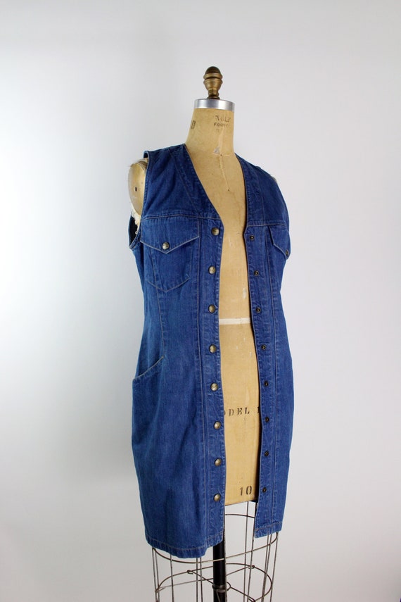 80s Ann Taylor Fitted Jean Dress/ Pinafore Dress … - image 8