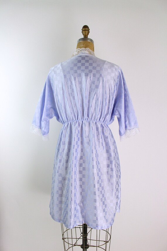 80s Nightgown checkered print Mini Robe/ Wedding … - image 5