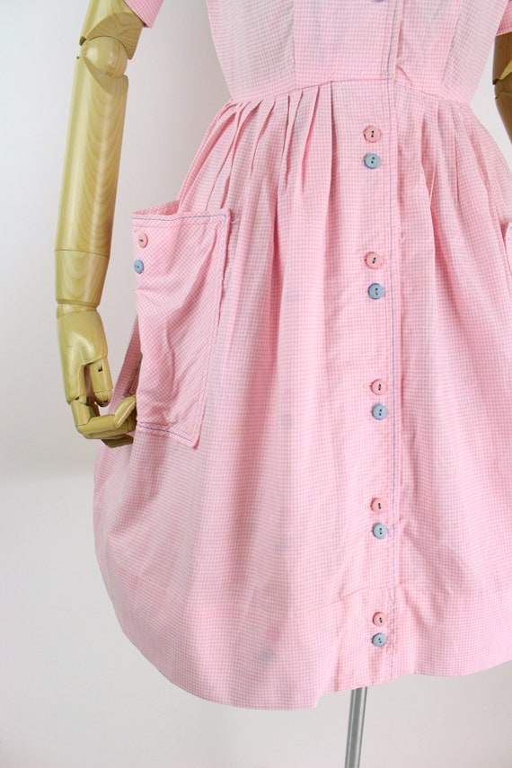 50s Plaid Pink Barbie Summer Dress / MCM / Vintag… - image 6