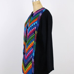 Vintage Guatemalan Jacket / Oversized Coat / Rainbow / Embroidered Jacket / Bohemian / Chevron Coat/ Ethnic Jacket / Size L image 8