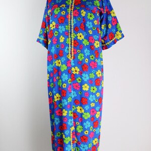 60s FlowerPower Maxi dress / Front Zipper Dress / Colorful Dress / 1960s / Size S/M image 4