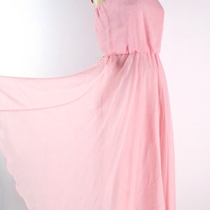 70s Pink Flowy Dress / Pink Midi Dress / Pink Party Maxi Dress / Pink Rose Dress / Pink Wedding Dress / Vintage Cocktail Dress Size M/L image 4