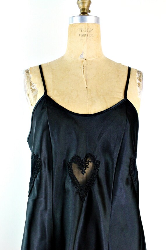 80s Black Heart Mini Slip Dress / Hearts cut out … - image 4