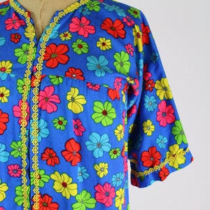 60s FlowerPower Maxi dress / Front Zipper Dress / Colorful Dress / 1960s / Size S/M image 3