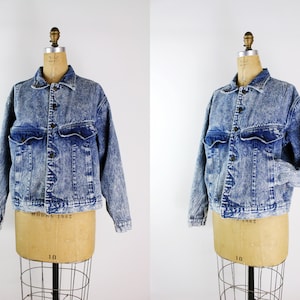 80s Acid Wash Jean Jacket / 1980s Acid Wash Denim Jacket / Size S/M/ Free US Shipping