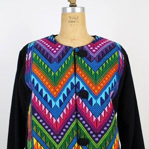 Vintage Guatemalan Jacket / Oversized Coat / Rainbow / Embroidered Jacket / Bohemian / Chevron Coat/ Ethnic Jacket / Size L image 7