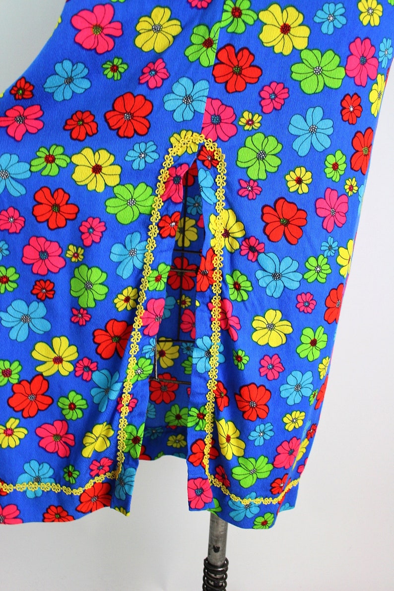 60s FlowerPower Maxi dress / Front Zipper Dress / Colorful Dress / 1960s / Size S/M image 5