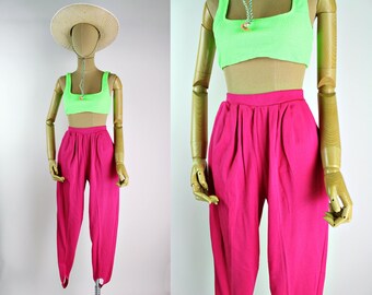 80s Hot Pink Stirrup pants / Barbie Pants / 80s Pants / Size S/M