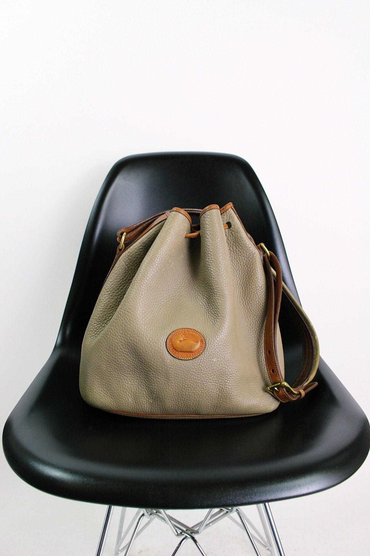 Dooney & Bourke Leather Tote Bucket Drawstring Bag Purse Handbag Dooney & Bourke Pebble Leather Drawstring Bag - QVC.com main image 2