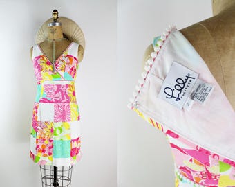 Vestido recto vintage de Lilly Pulitzer / Vestido floral de verano de algodón / Talla XS/S