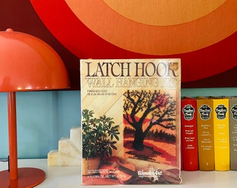 70s Latch Hook Rug Wall Hanging Kit / Autumn Twilight / Wonder Art / Orange + Yellow + Brown