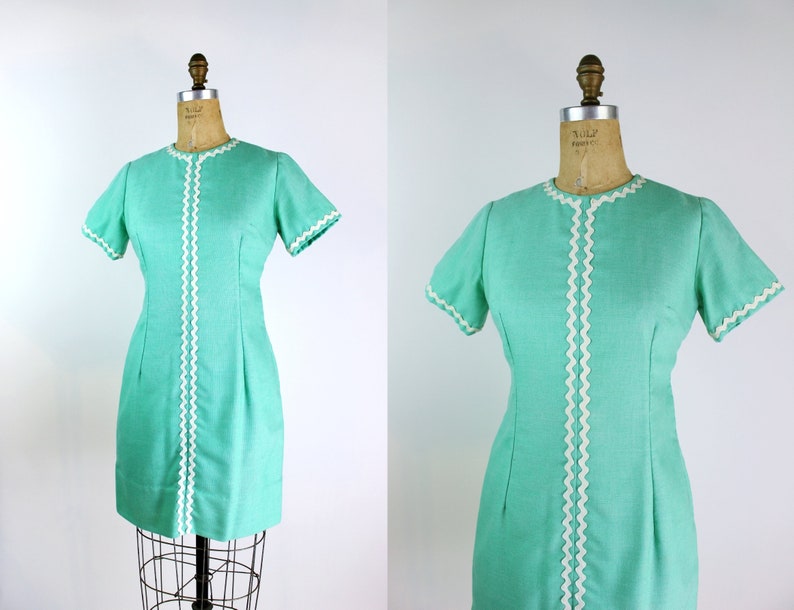 60s Mint Green Mod Mini Dress / Size S/M image 1