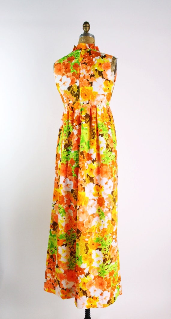 60s Floral Orange Yellow Dress / Hawaiian Dress /… - image 2