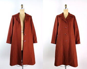 60s Terra Cotta Wool Coat / Vintage Beau Brem Coat /Vintage Wool Coat / 1960s / Size S/M /Poland/ FREE US SHIPPING