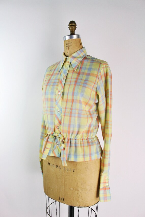 70s Plaid Wrangler Shirt / 1970s Western Shirt / … - image 3