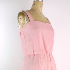 70s Pink Flowy Dress / Pink Midi Dress / Pink Party Maxi Dress / Pink Rose Dress / Pink Wedding Dress / Vintage Cocktail Dress Size M/L image 5