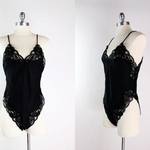 Vintage Victoria&#39;s Secret Black Lace Bodysuit / Teddy Lingerie / Wedding nightgown / Lace Bridal Lingerie/  1980s Victoria Secret /Size S/M