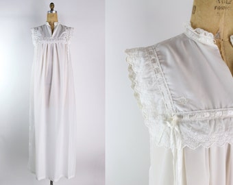 70s Christian Dior White Summer Slip Dress / Summer White Lingerie / Dior Lingerie/ Nightgowns / Dressing Gown/ Size S/M