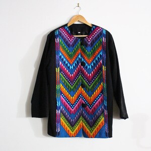 Vintage Guatemalan Jacket / Oversized Coat / Rainbow / Embroidered Jacket / Bohemian / Chevron Coat/ Ethnic Jacket / Size L image 10