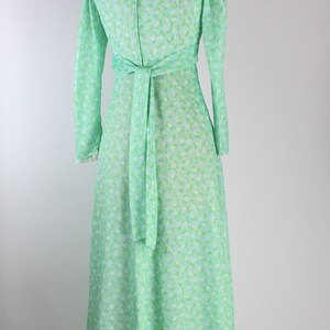 70s Green Floral Maxi Dres / Prairie Dress / Boho / 1970s / Size S/M image 7