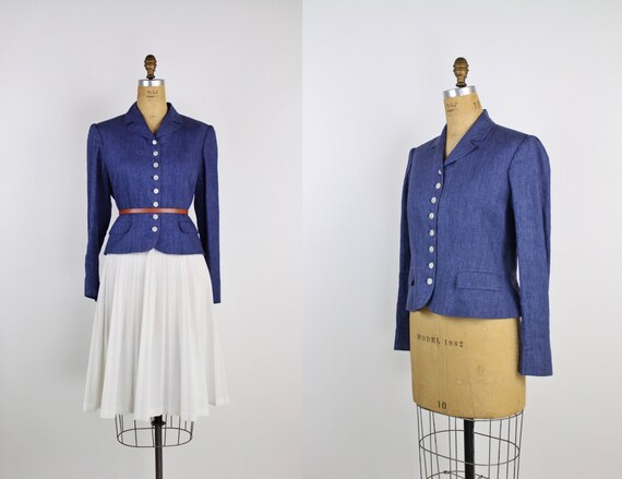 90s Does 40s Linen Ralph Lauren Jacket / Cropped j