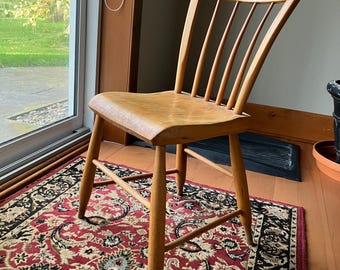Set of six handcrafted in rural Quebec around 1900 kitchen dining room chairs refinished 150. cdn dollars each.